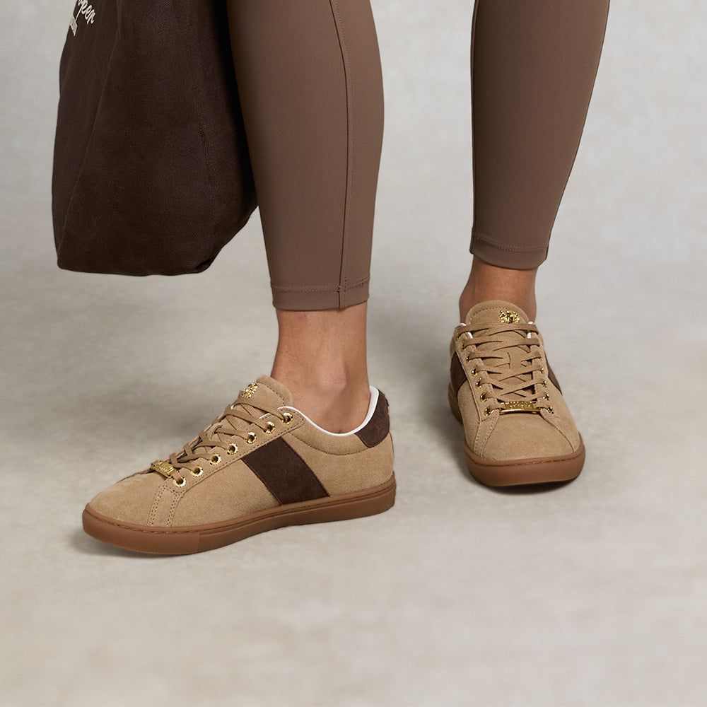 Holland Cooper Knightsbridge Court Trainer - Taupe/Dark Chocolate