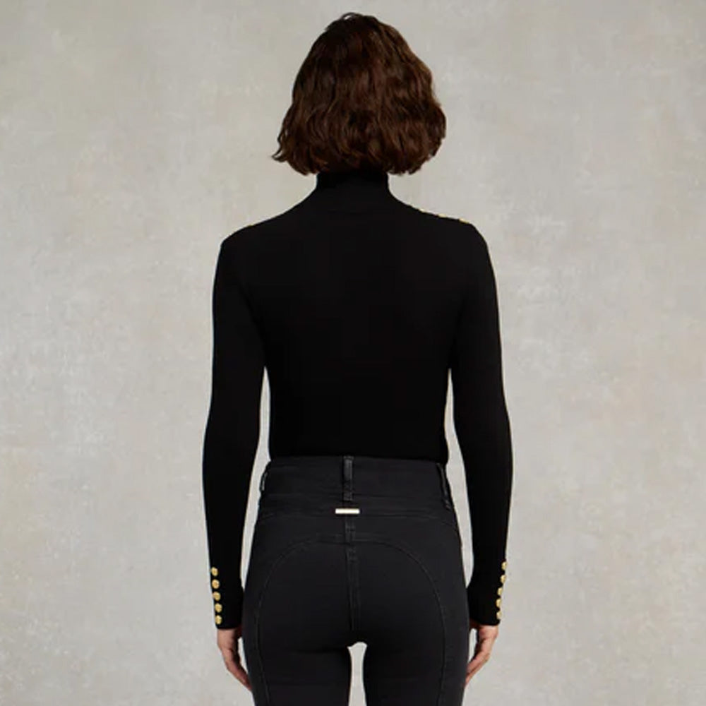 Holland Cooper Buttoned Knit Roll Neck - Black