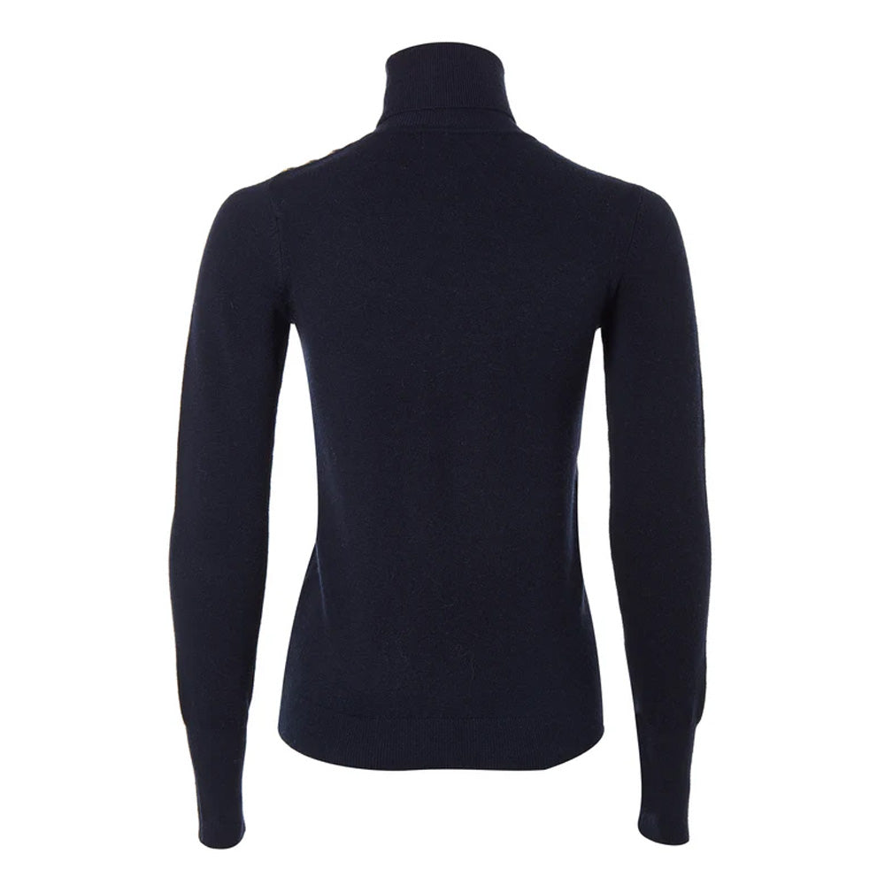 Holland Cooper Buttoned Knit Roll Neck - Ink Navy