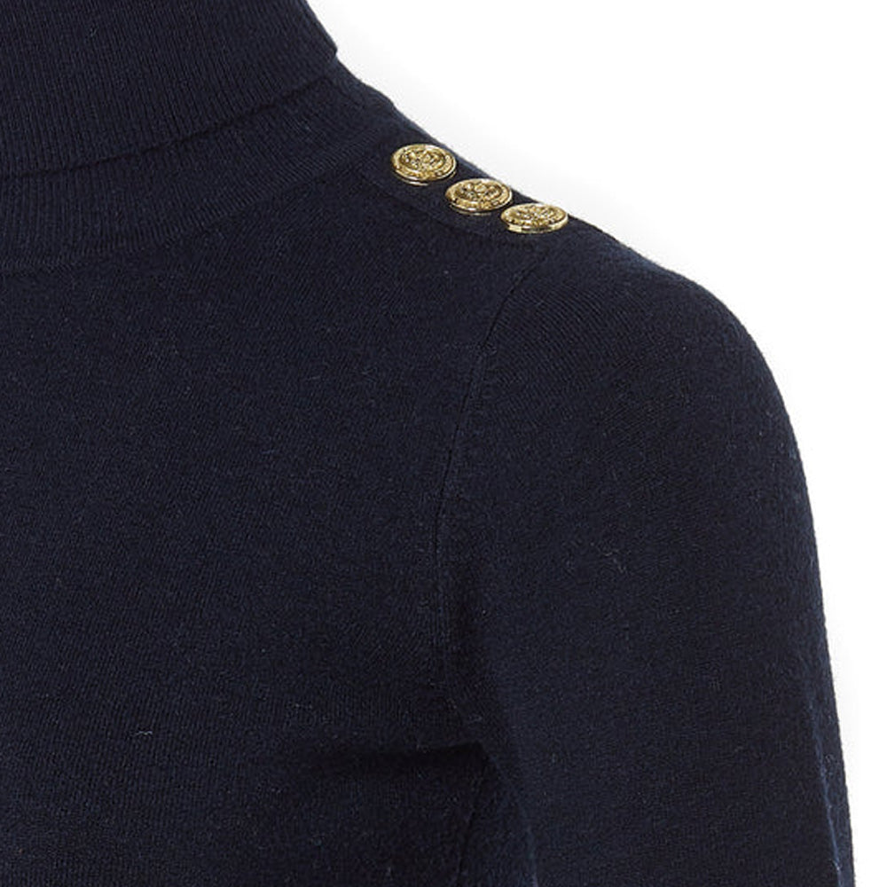 Holland Cooper Buttoned Knit Roll Neck - Ink Navy