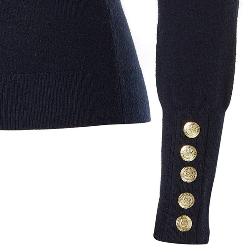 Holland Cooper Buttoned Knit Roll Neck - Ink Navy