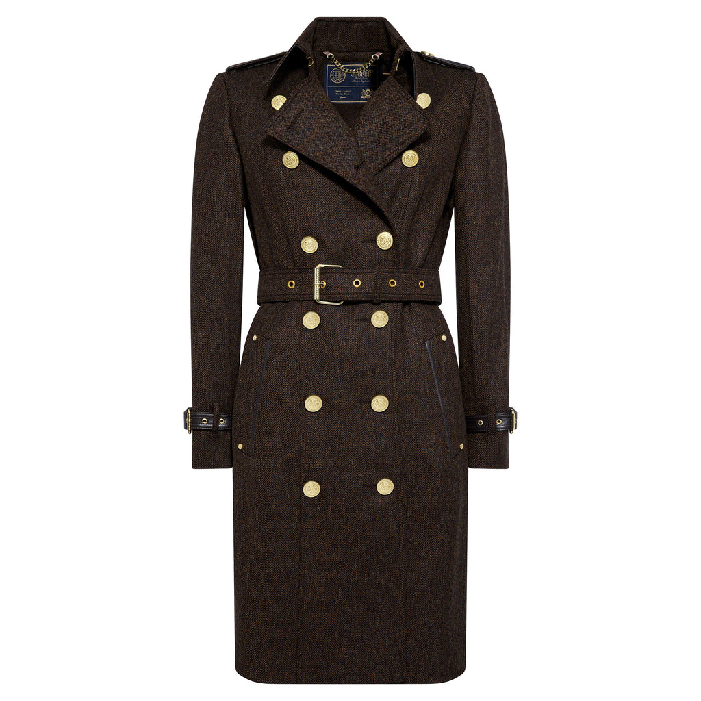 Holland Cooper Marlborough Trench Coat - Chocolate Herringbone
