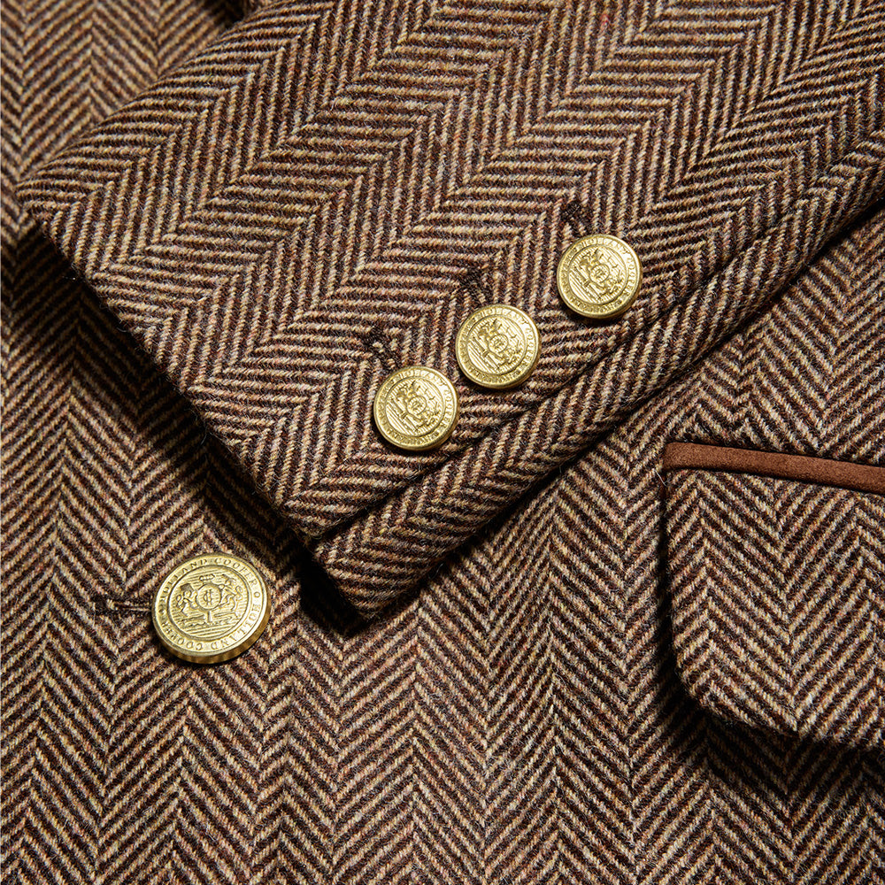 Holland Cooper Highgrove Coat - Large Scale Brown Herringbone