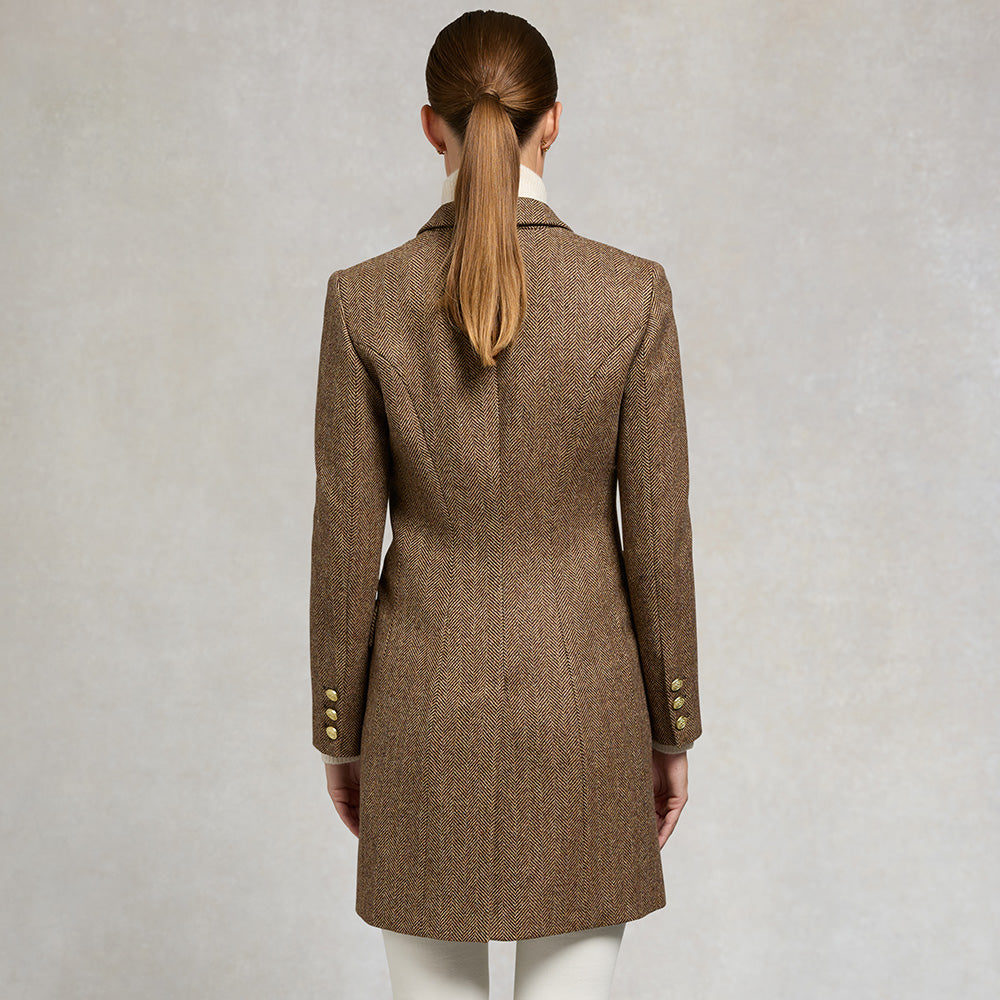 Holland Cooper Highgrove Coat - Large Scale Brown Herringbone