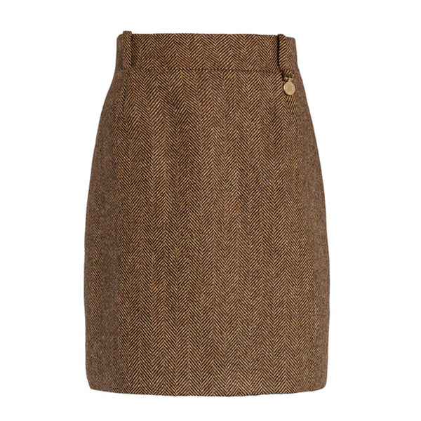 Holland Cooper Regency Skirt - Large Scale Brown Herringbone