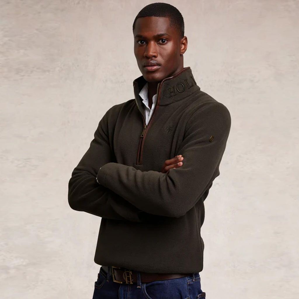 Holland Cooper Mens Country Fleece Quarter Zip - Khaki