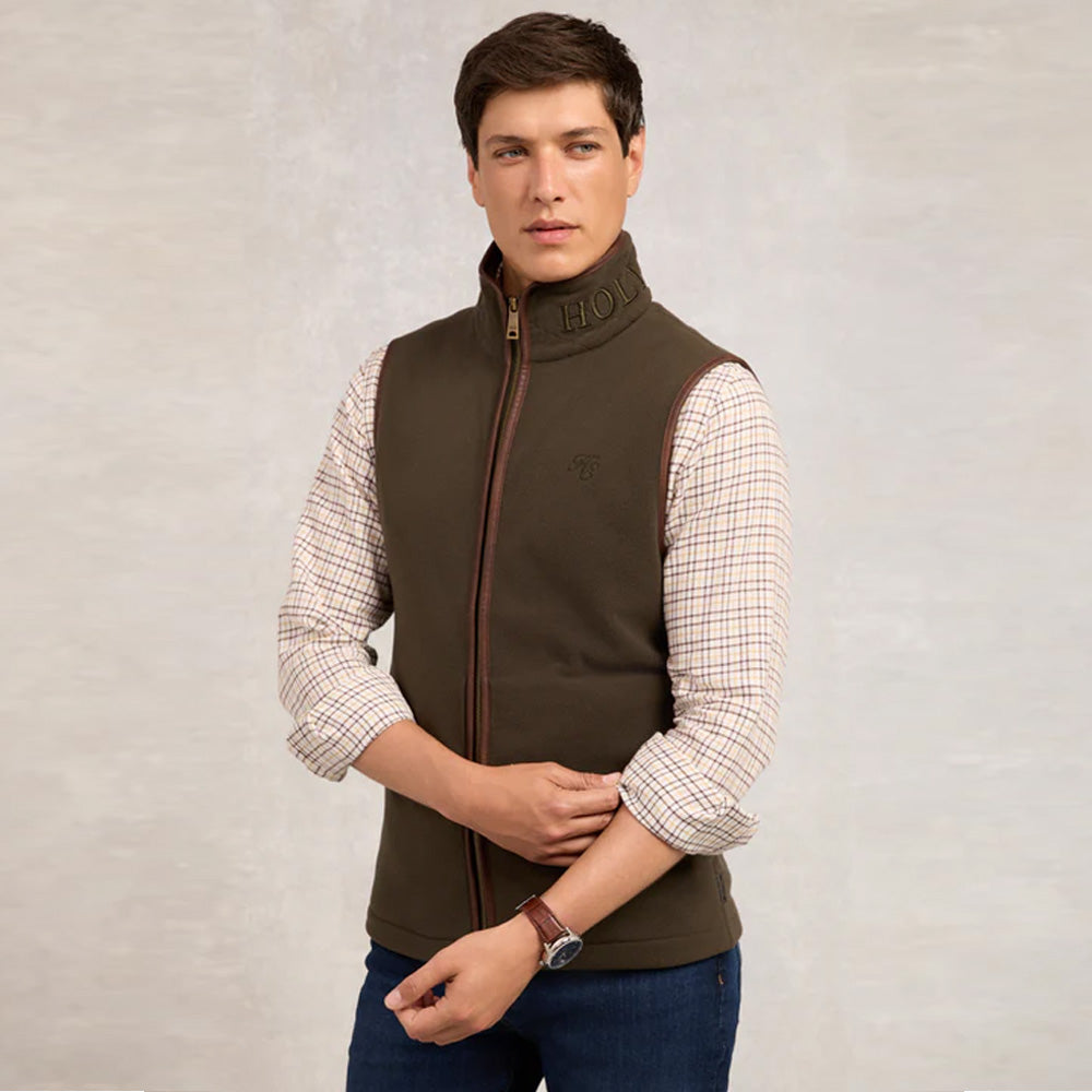 Holland Cooper Mens Country Fleece Gilet - Khaki