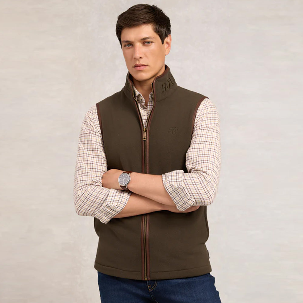 Holland Cooper Mens Country Fleece Gilet - Khaki