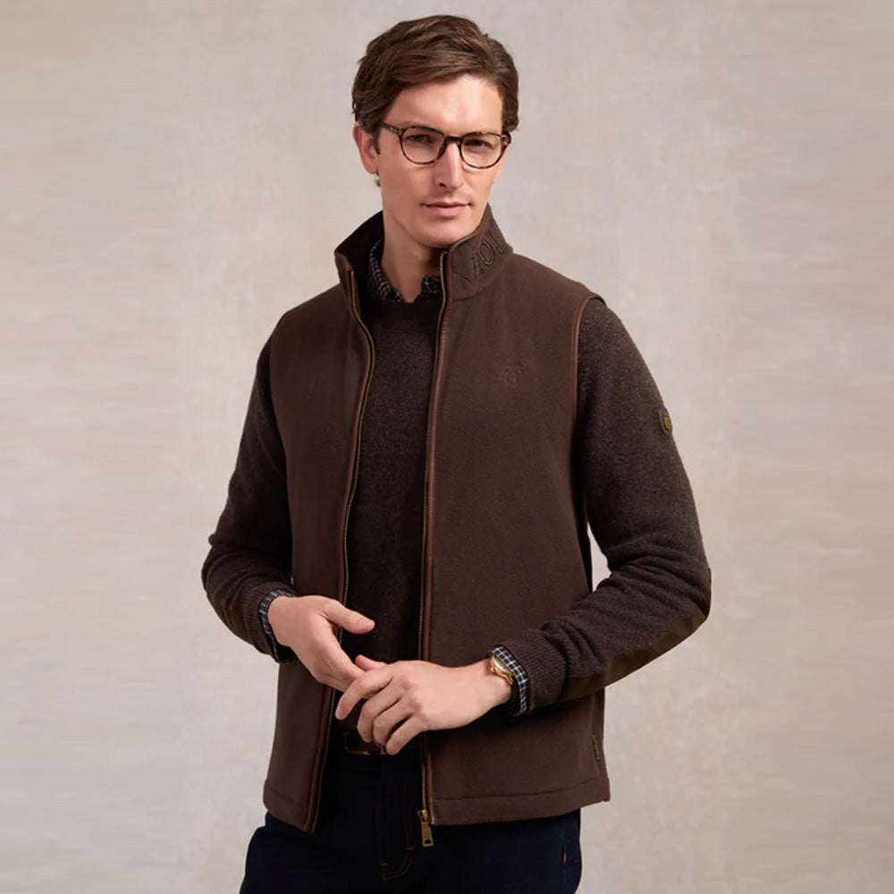 Holland Cooper Mens Country Fleece Gilet - Chocolate