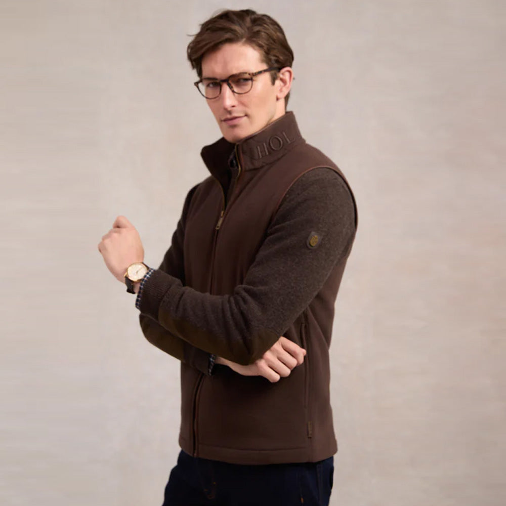 Holland Cooper Mens Country Fleece Gilet - Chocolate