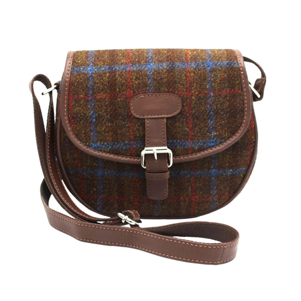 Heather Rowan Harris Tweed Saddle Bag - Brown Check