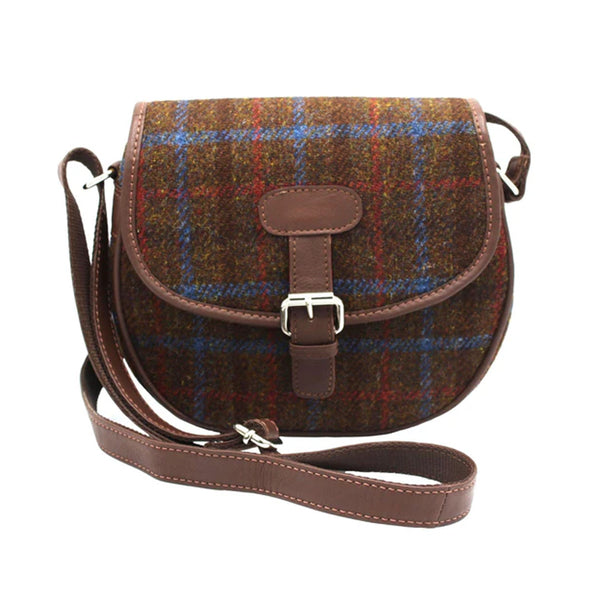 Heather Rowan Harris Tweed Saddle Bag - Brown Check