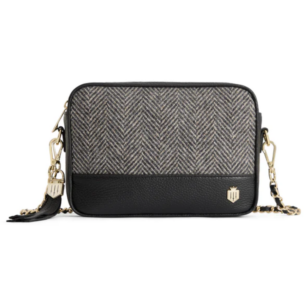 Fairfax and Favor Finsbury Cross Body Bag - Herringbone Black Leather