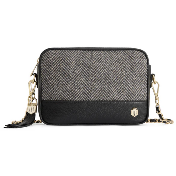 Fairfax and Favor Finsbury Cross Body Bag - Herringbone Black Leather