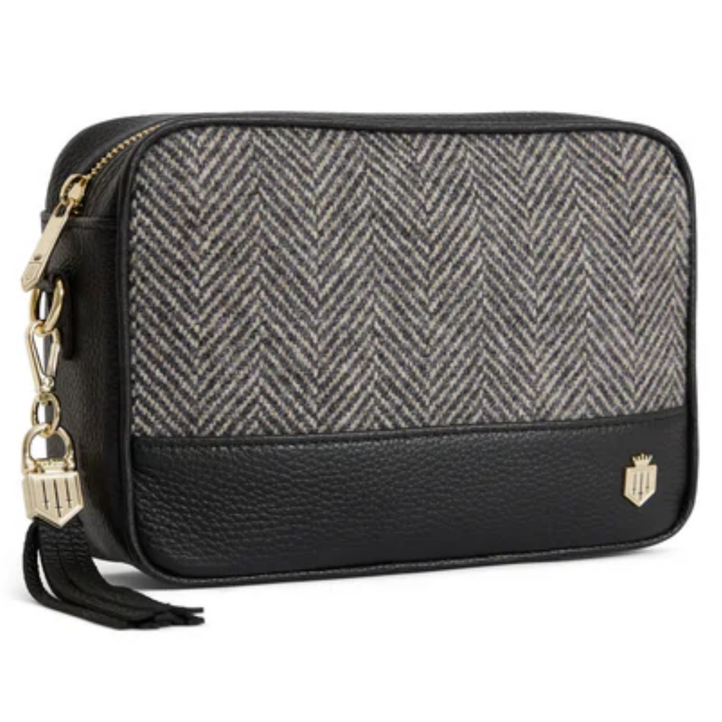 Fairfax and Favor Finsbury Cross Body Bag - Herringbone Black Leather