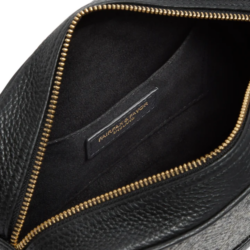 Fairfax and Favor Finsbury Cross Body Bag - Herringbone Black Leather