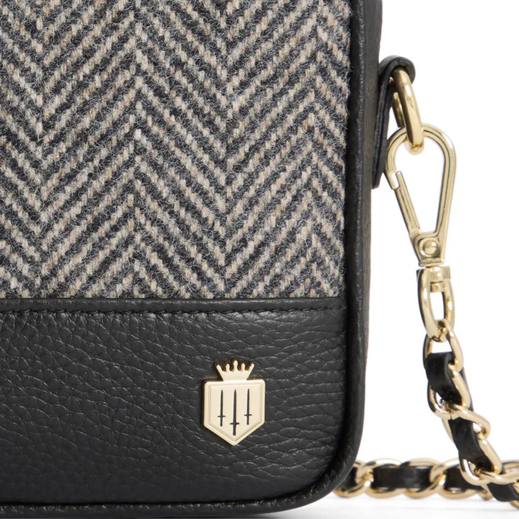 Fairfax and Favor Finsbury Cross Body Bag - Herringbone Black Leather