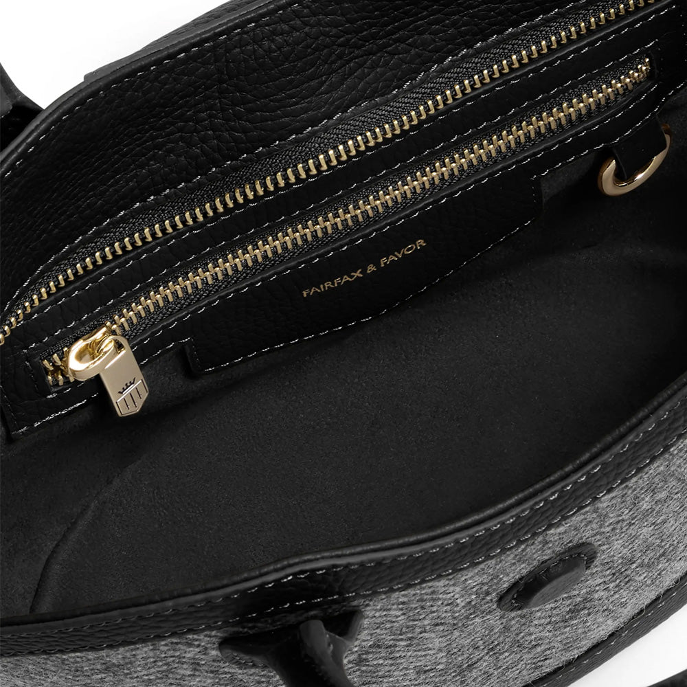 Fairfax and Favor Mini Windsor Tote Bag - Herringbone Black Leather