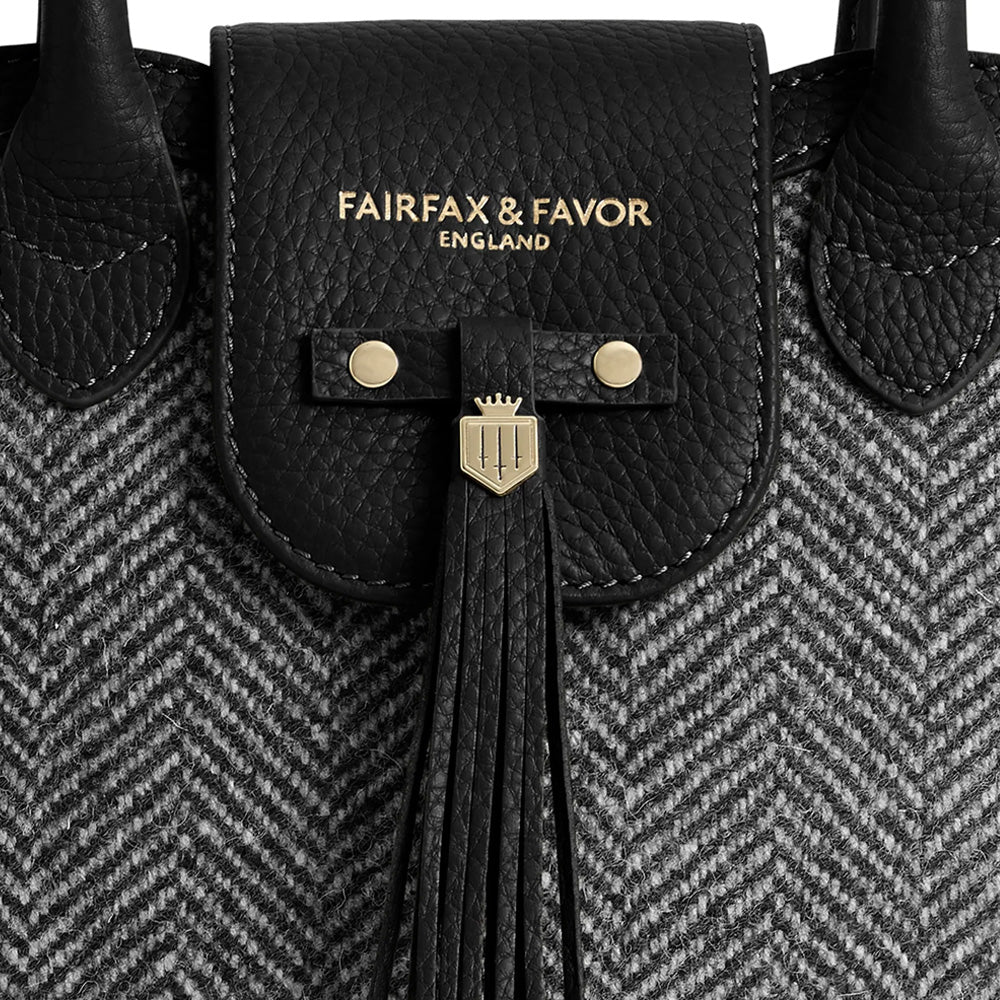 Fairfax and Favor Mini Windsor Tote Bag - Herringbone Black Leather