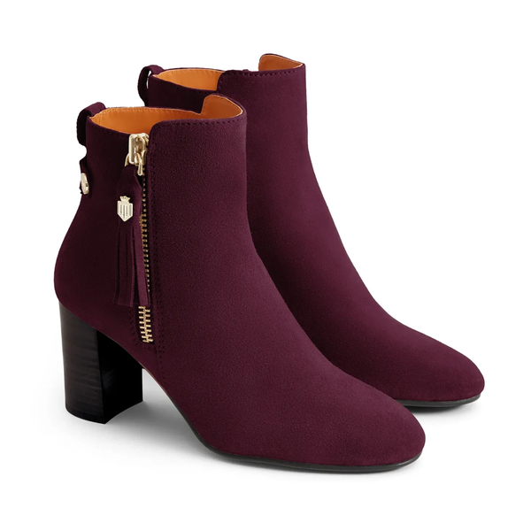 Fairfax and Favor Ladies Oakham Heeled Ankle Boot - Elderberry Suede