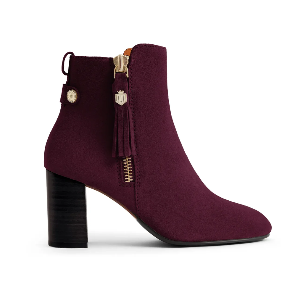Fairfax and Favor Ladies Oakham Heeled Ankle Boot - Elderberry Suede