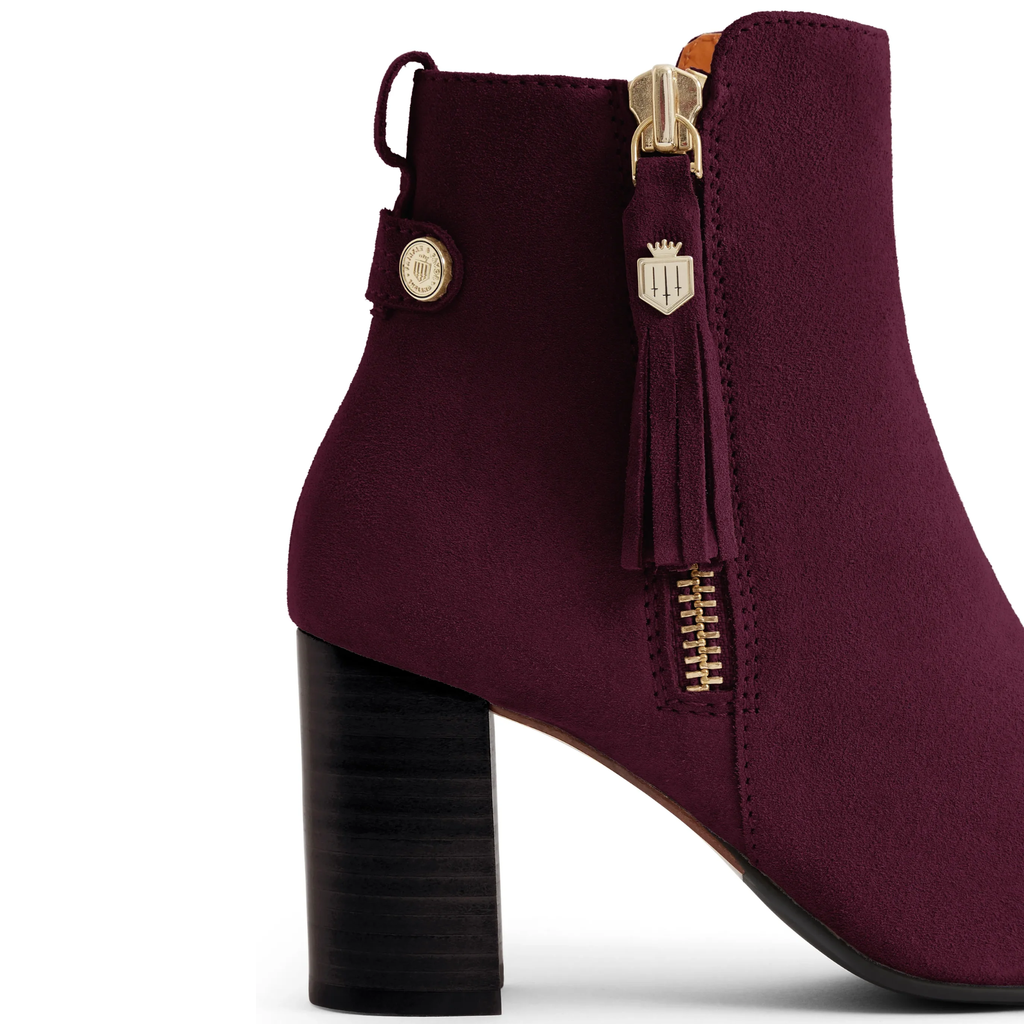 Fairfax and Favor Ladies Oakham Heeled Ankle Boot - Elderberry Suede