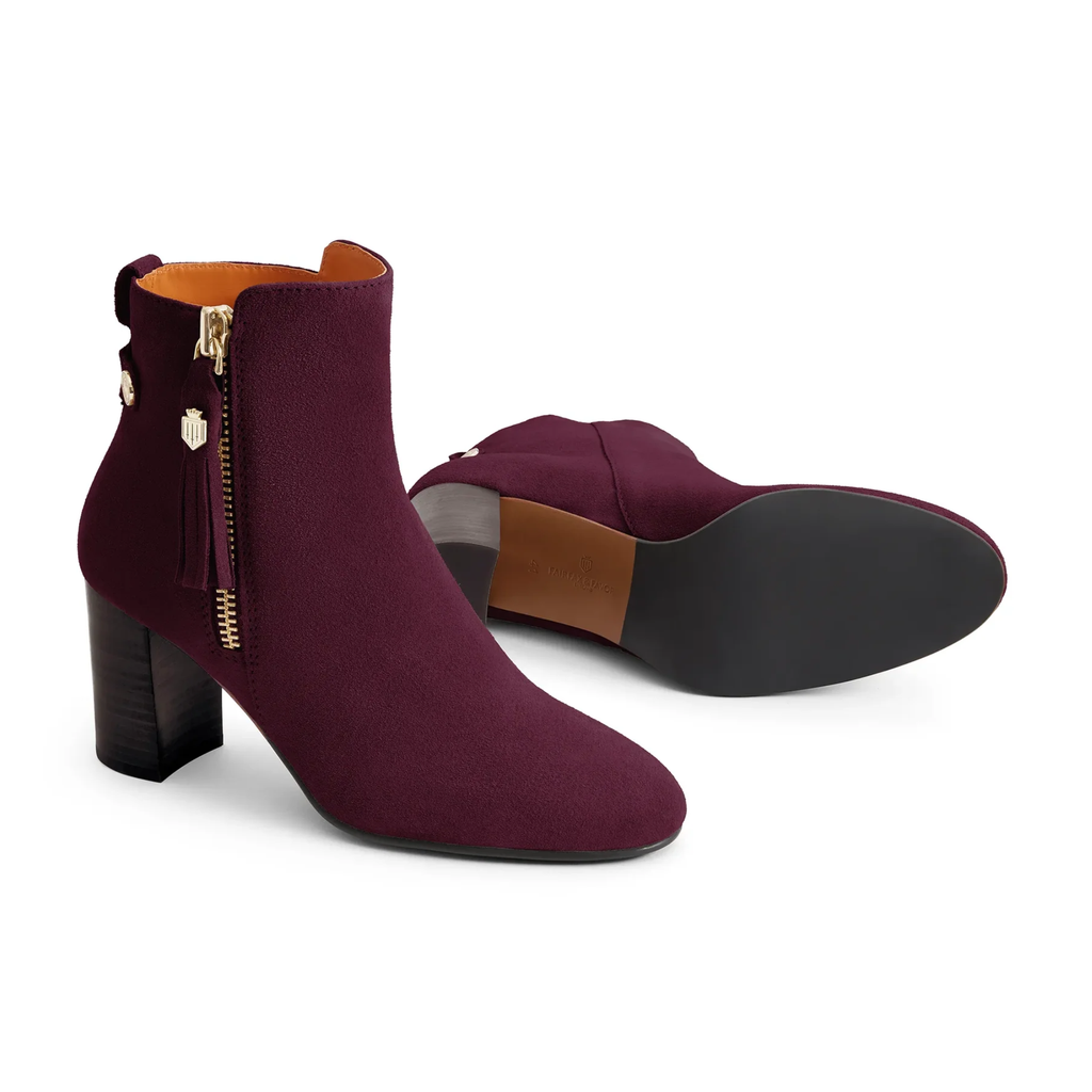 Fairfax and Favor Ladies Oakham Heeled Ankle Boot - Elderberry Suede