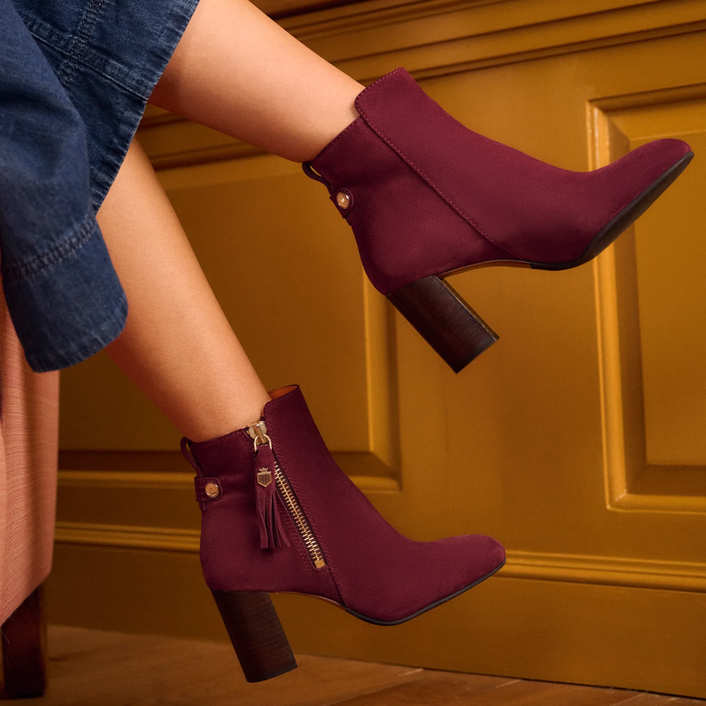 Fairfax and Favor Ladies Oakham Heeled Ankle Boot - Elderberry Suede