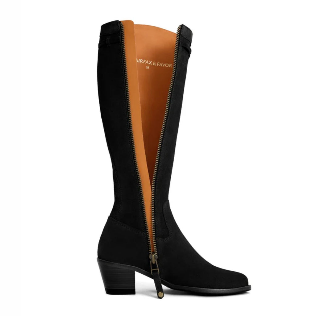 Fairfax and Favor Ladies Heeled Kimberley Boot - Black Suede