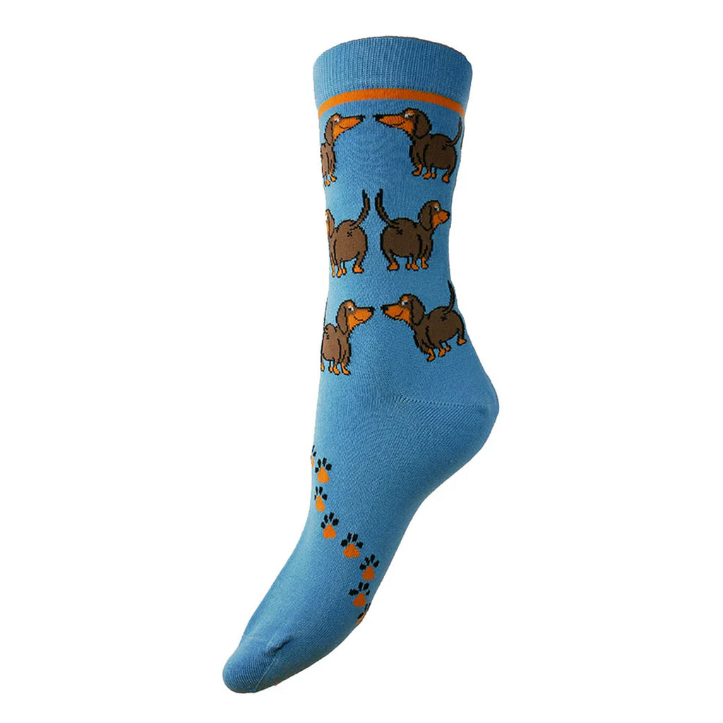 Gemjar Dachshund Bamboo Socks - Blue