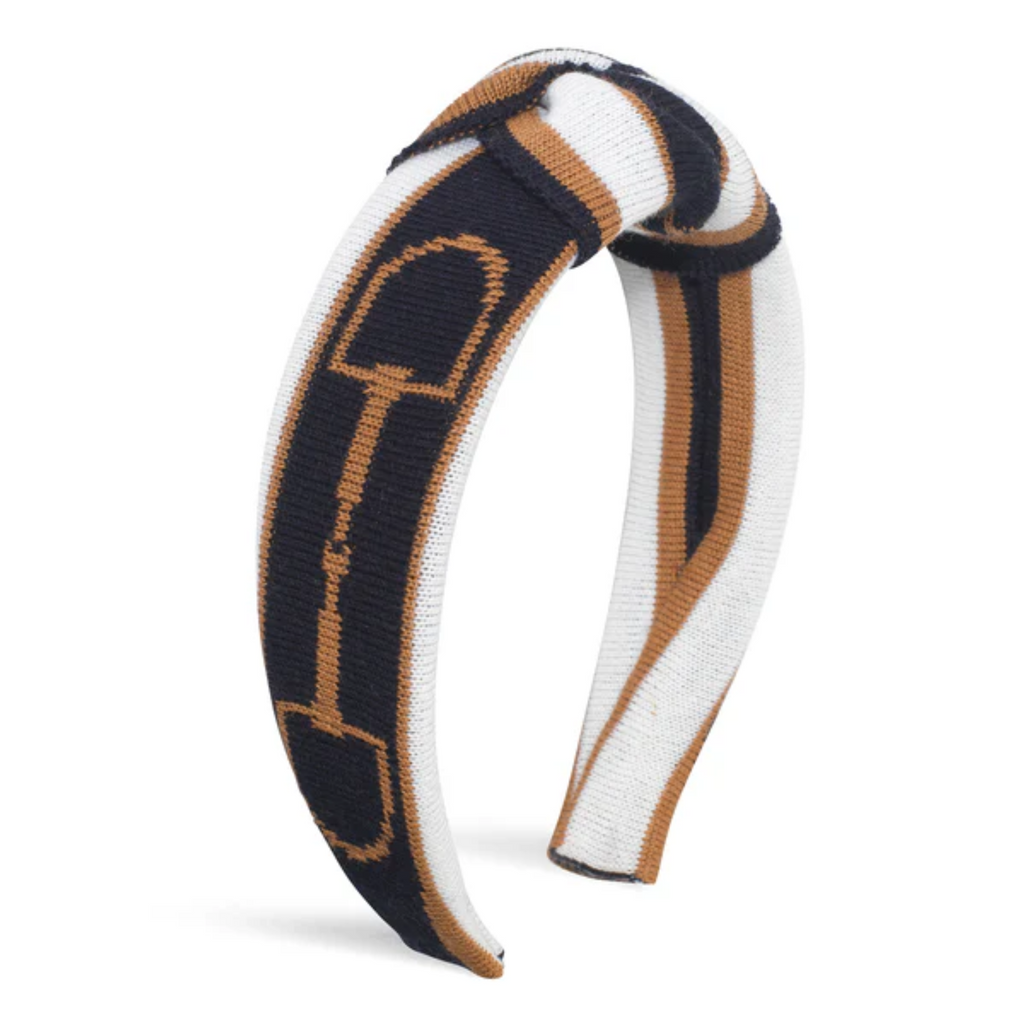 Waring Brooke Snaffle Knot Hairband - Navy/Tan/White