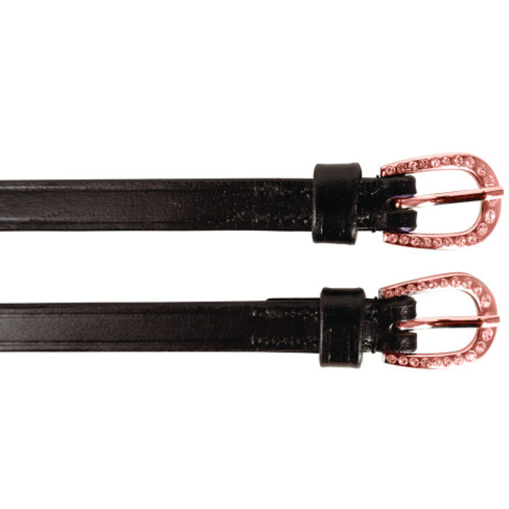 Hy Equestrian Children's Diamante Spur Straps - Brown/Rose Gold