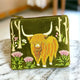 Velvet Coin Purse - Highland Cow with Thistles