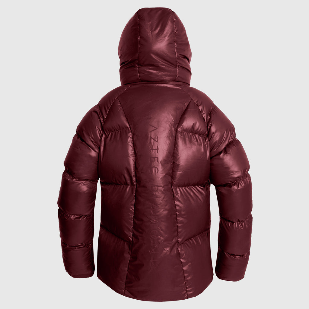 Aztec Diamond Heavy Quilted Puffer Jacket - Cherry