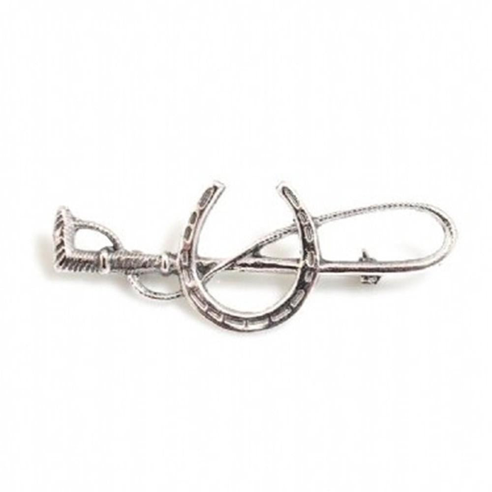Hiho Silver Sterling Silver Horseshoe and Crop Stock Pin