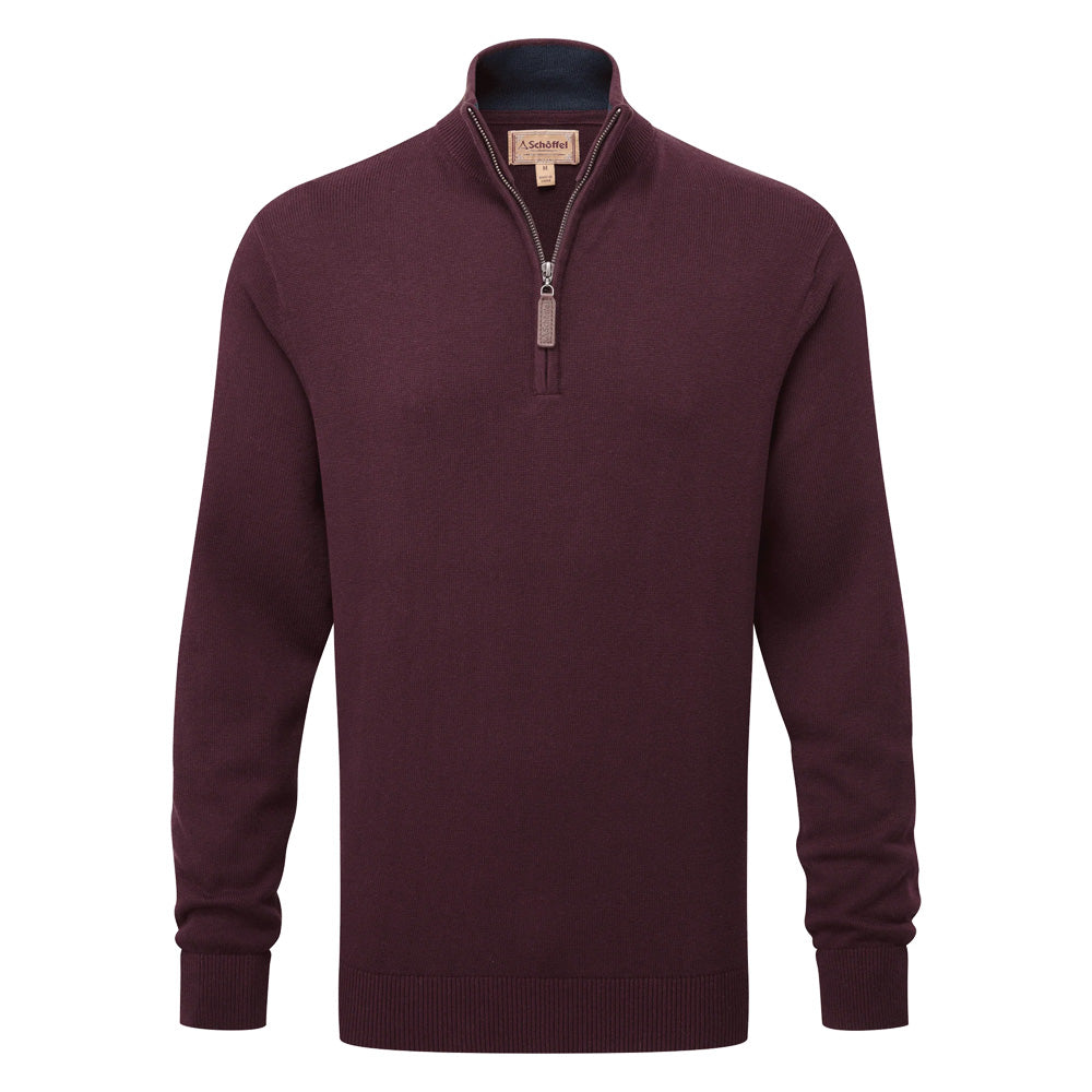 Schoffel Calton Cotton Cashmere 1/4 Zip - Wine