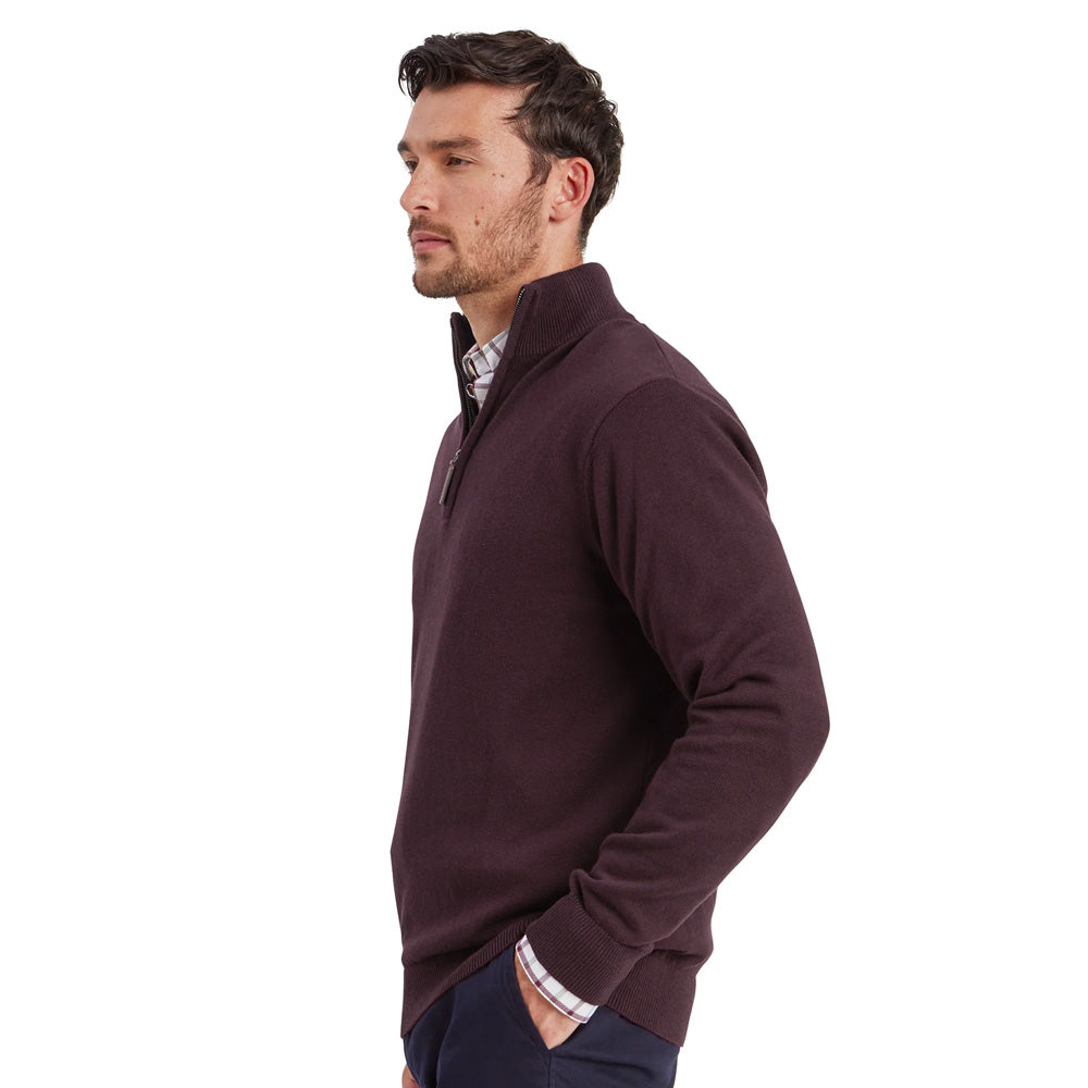 Schoffel Calton Cotton Cashmere 1/4 Zip - Wine