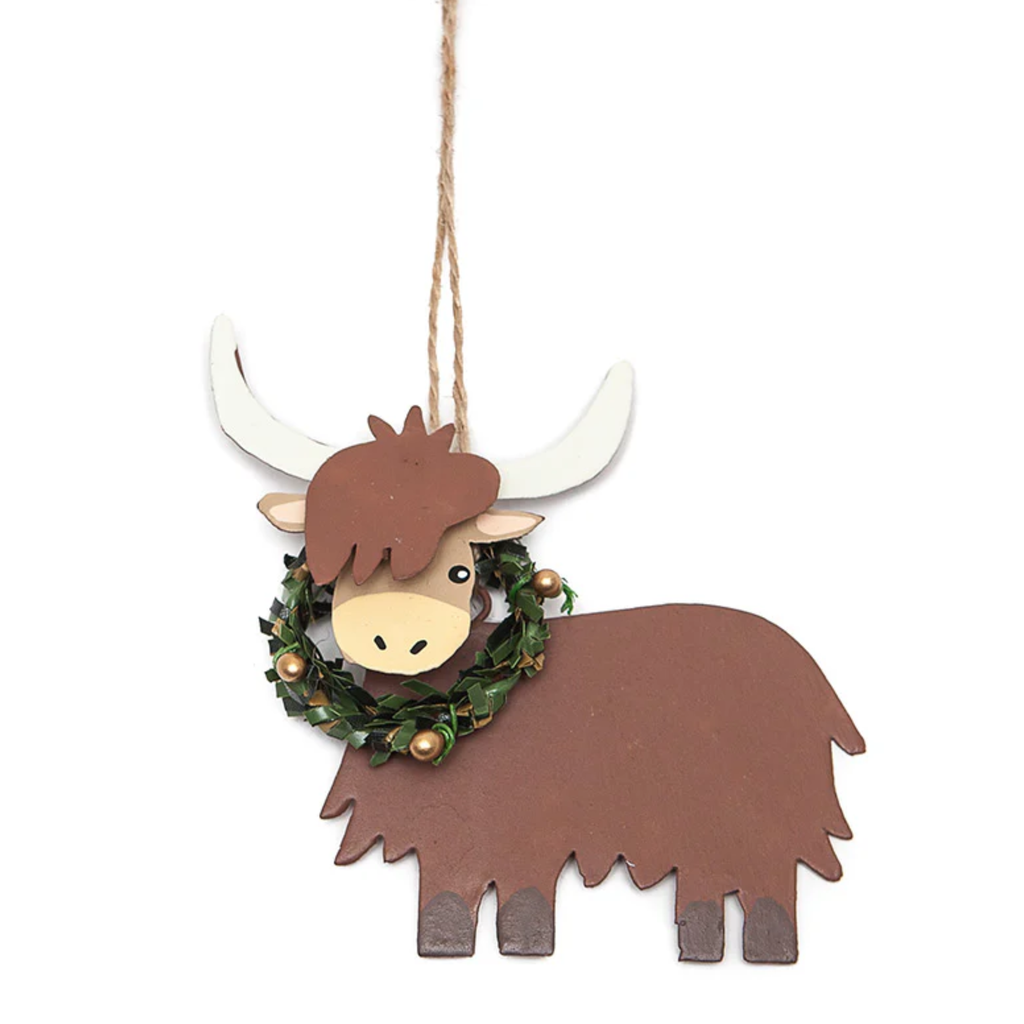 Shoeless Joe Tin Highland Cow Hanger