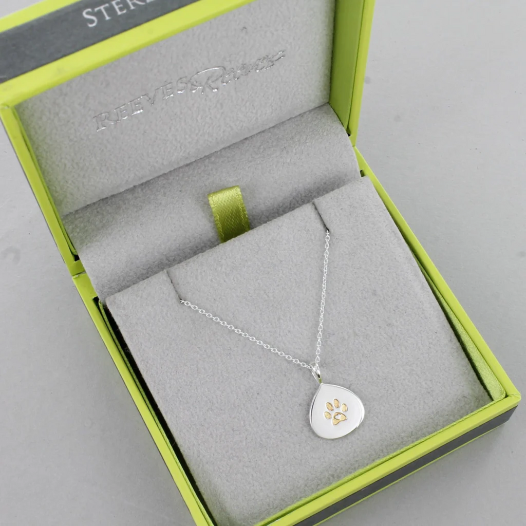 Reeves and Reeves Silver Pawprint Necklace
