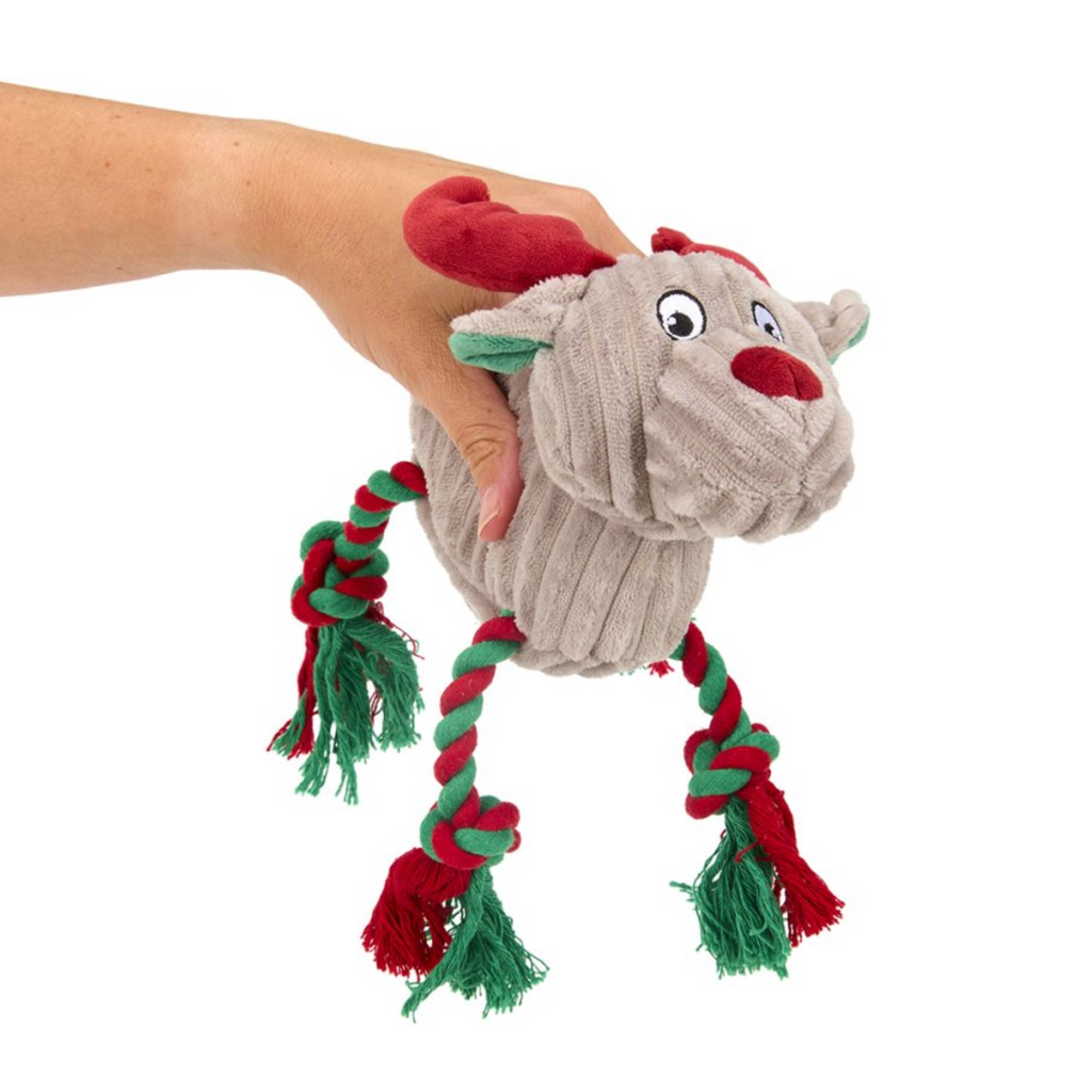 Petface Roger Rope Legs Reindeer Plush Dog Toy