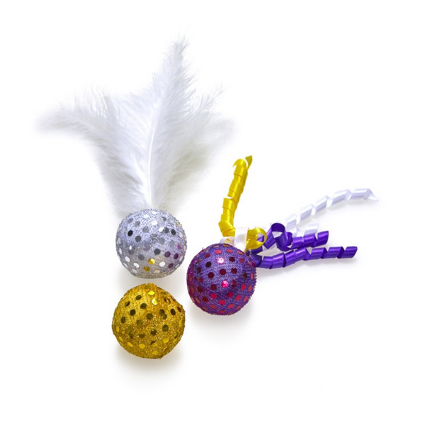 Petface Catkins Glitter Ball Cat Toys - 3 Pack