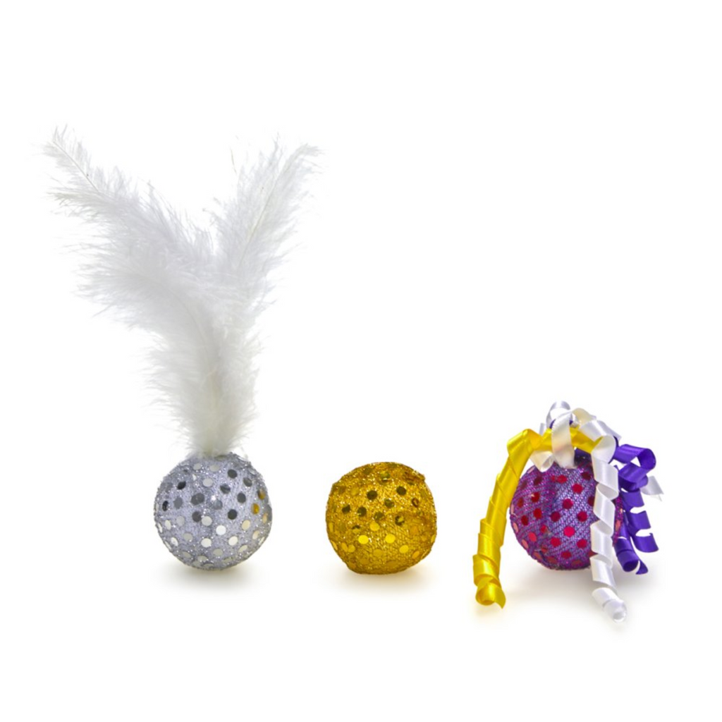 Petface Catkins Glitter Ball Cat Toys - 3 Pack