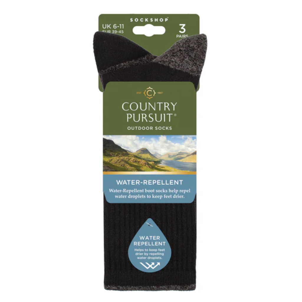 Country Pursuits Mens Water Repellent Socks 3 Pack - Green