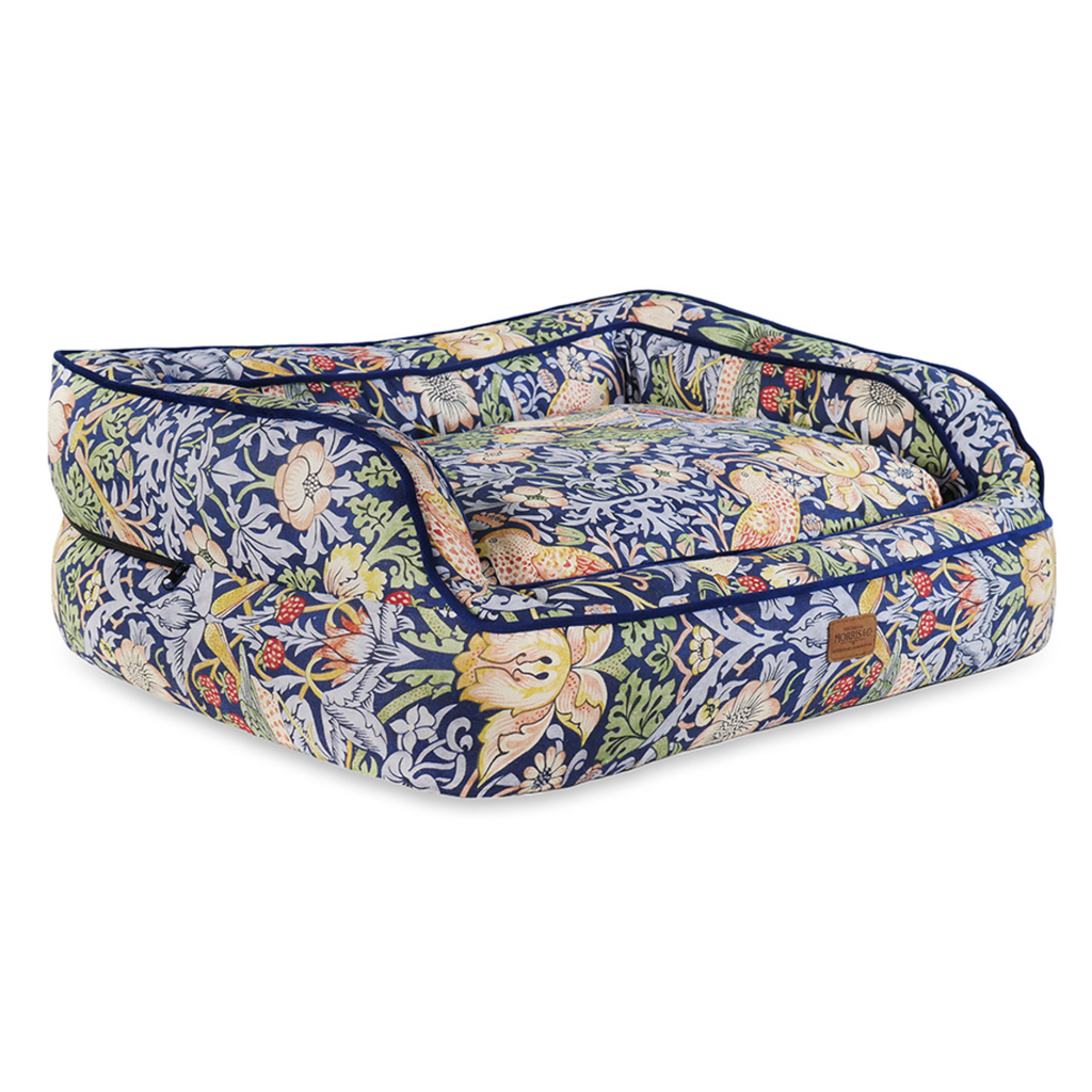 William Morris Strawberry Thief Print Pet Sofa - Dark Blue