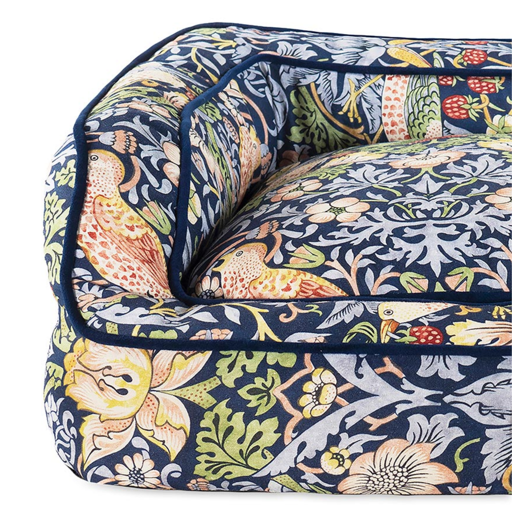 William Morris Strawberry Thief Print Pet Sofa - Dark Blue