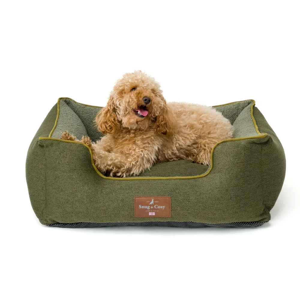Snug and Cosy Heritage Tweed Orthopaedic High Sided Bed - Country Green