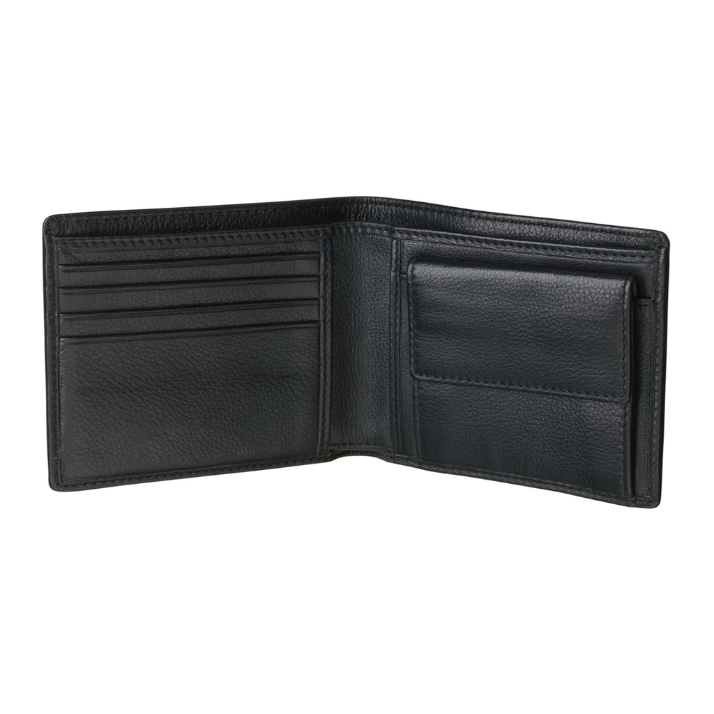 Pampeano Moneda Black Leather Coin Wallet - Navy Stitch