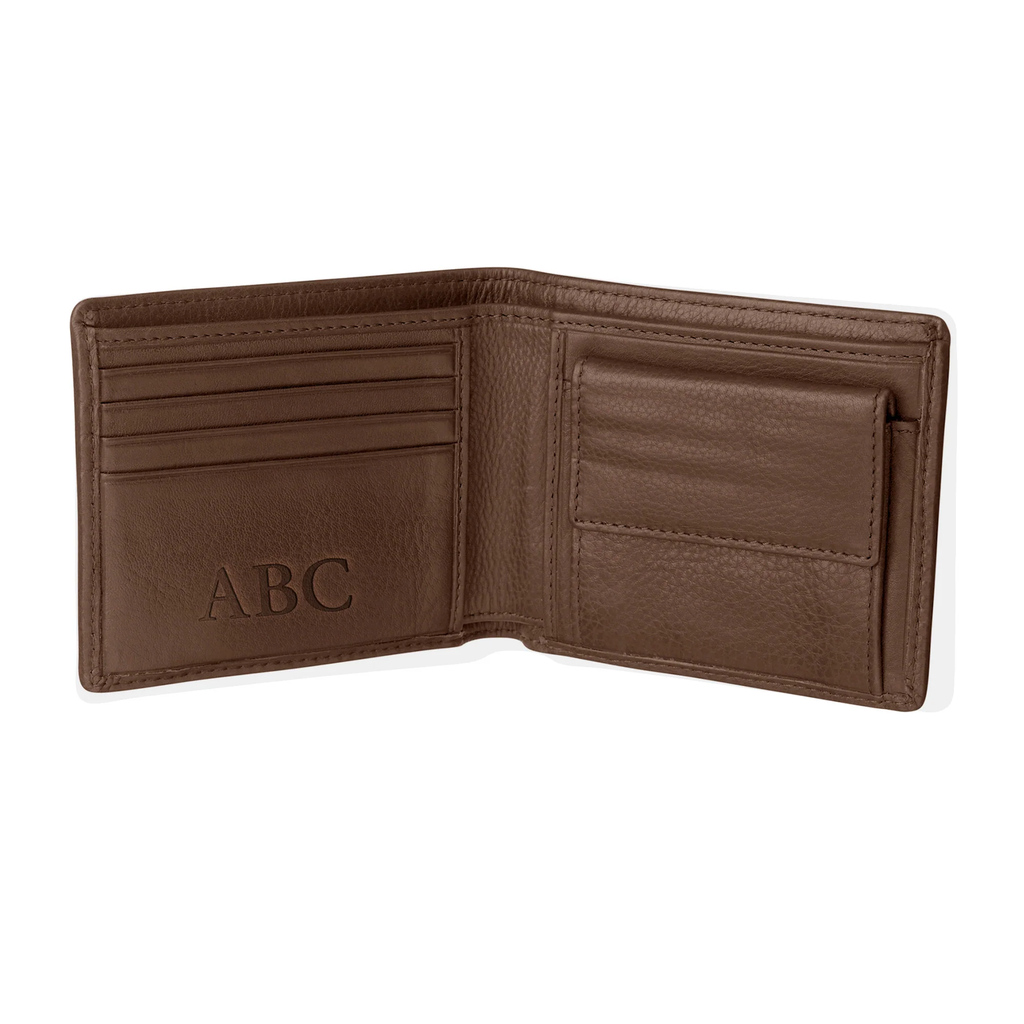 Pampeano Moneda Brown Leather Coin Wallet - Blue Stitch