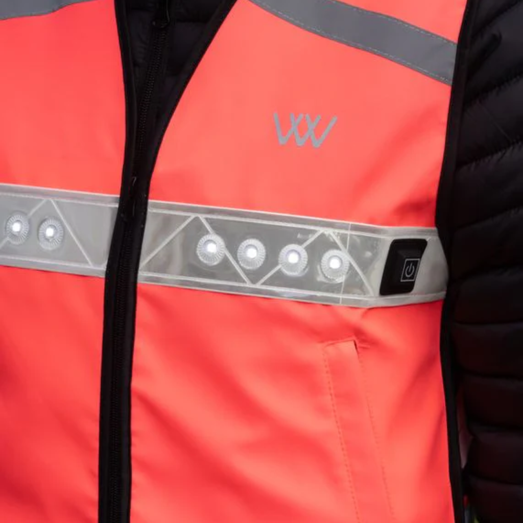 Woof Wear Junior LED Hi Vis Riding Vest - Hi Viz Pink