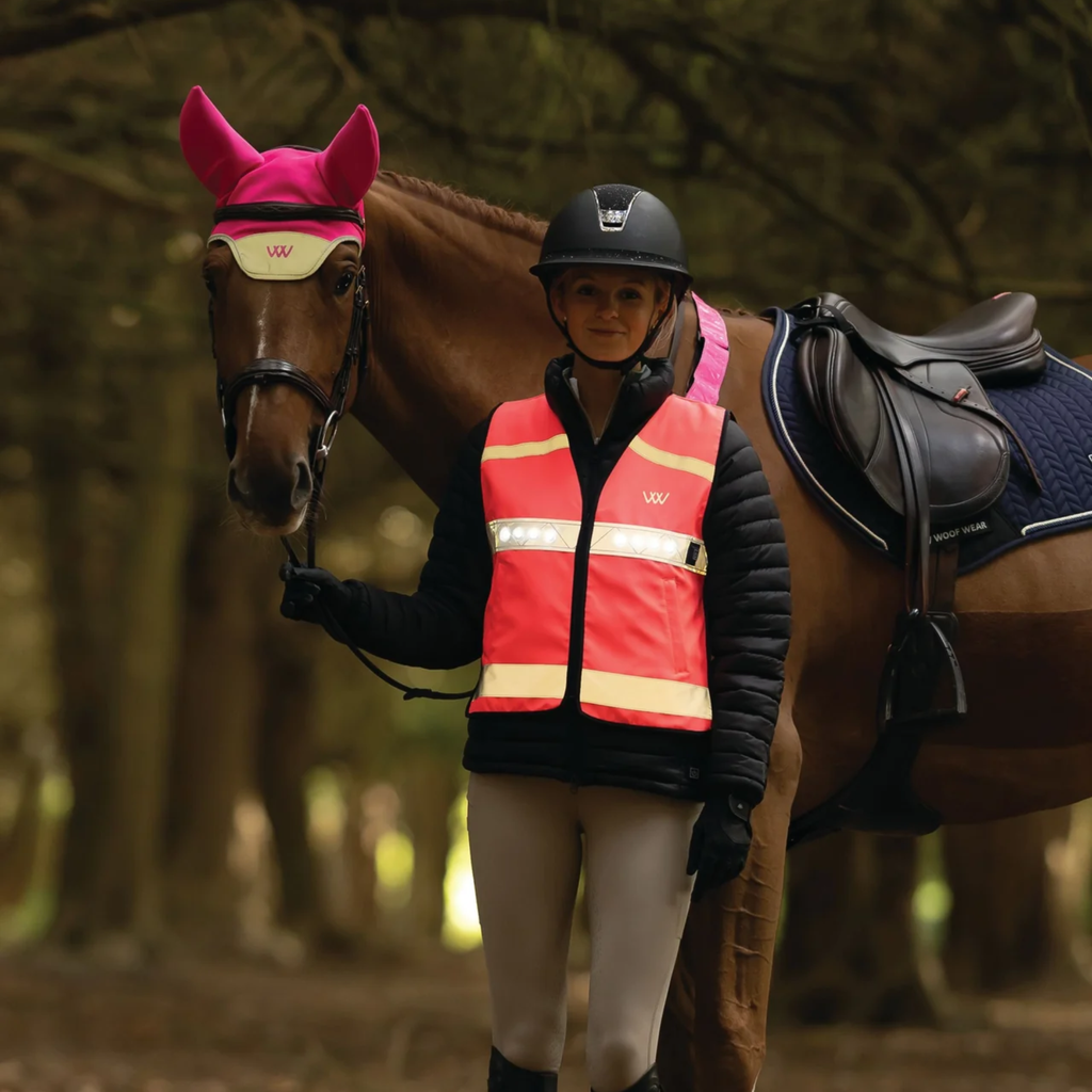 Woof Wear Junior LED Hi Vis Riding Vest - Hi Viz Pink